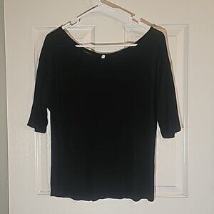 Lani California Black Semi Sheer 3/4 Sleeve Lightweight Top Size L
